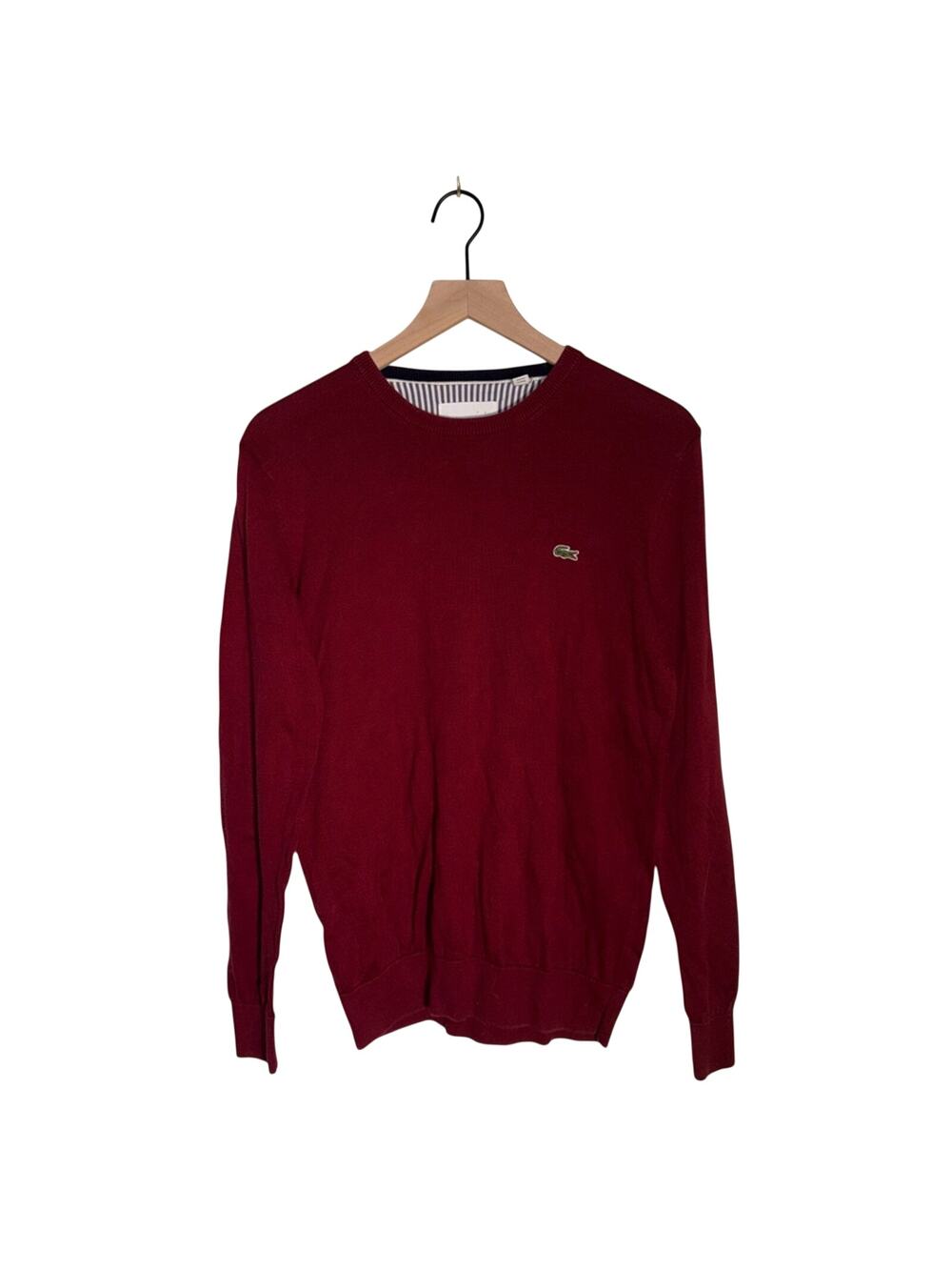 LACOSTE cotton maroon crewneck classic preppy cozy sweater 4